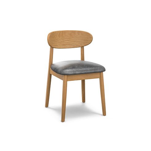 Modern Natural Oak Chair with Vintage Black Leather Look Seat