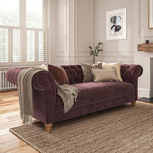Montgomery 3 Seater Sofa in Arlan Rosewood Fabric