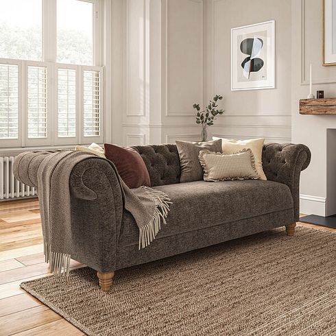 Montgomery 3 Seater Sofa in Arlan Smokestone Fabric