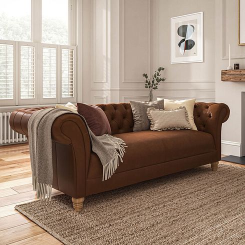 Montgomery 3 Seater Sofa in Chestnut Brown Leather