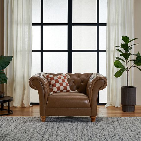 Montgomery Armchair in Camel Leather