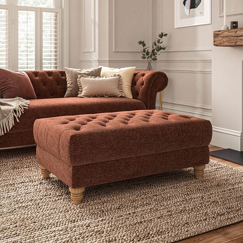 Montgomery Footstool in Arlan Copperwood Fabric