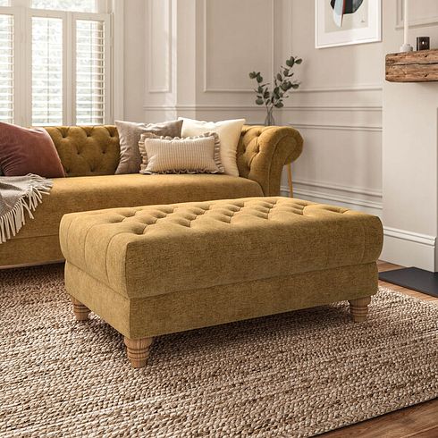 Montgomery Footstool in Arlan Honeycomb Fabric