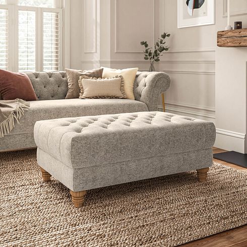 Montgomery Footstool in Arlan Noble Fabric