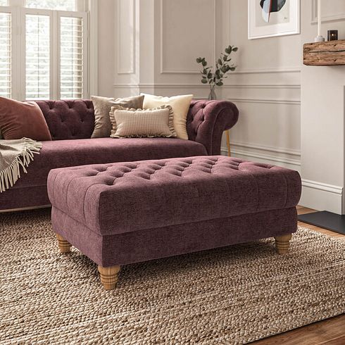 Montgomery Footstool in Arlan Rosewood Fabric