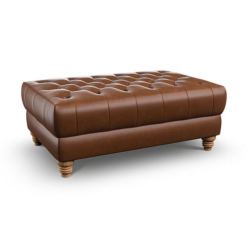 Montgomery Footstool in Chestnut Brown Leather