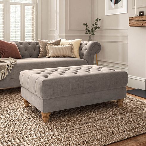 Montgomery Footstool in Mink Velvet