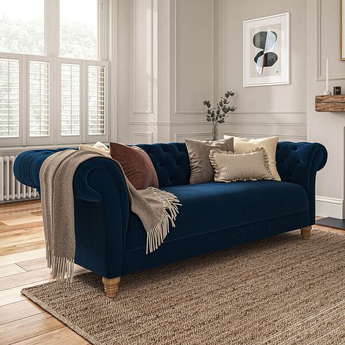 Montgomery 3 Seater Sofa in Navy Velvet