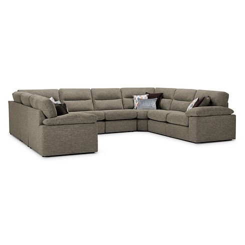 Morgan Large U-Shape Modular Corner Sofa in Santos Taupe with Orange and Beige Scatters - Group 11