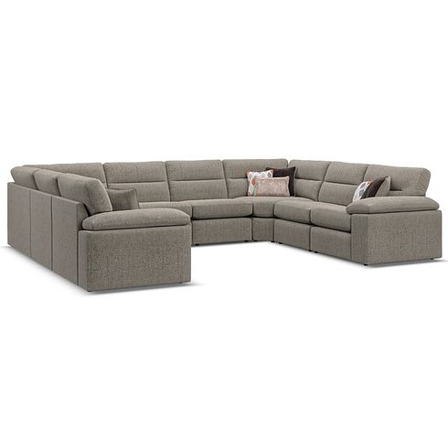 Morgan Large U-Shape Modular Corner Sofa in Santos Taupe with Orange and Beige Scatters - Group 11