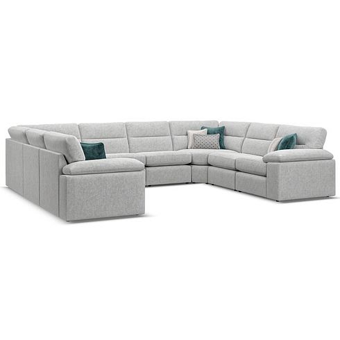 Morgan Large U-Shape Modular Corner Sofa in Cupid Silver fabric - Group 11
