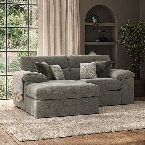 Morgan Modular 2 Seater Left Hand Compact Chaise Sofa in Olive Green Fabric - Group 12