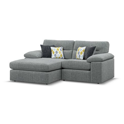 Morgan Modular 2 Seater Left Hand Compact Chaise Sofa in Santos Steel with Green and Grey Scatters - Group 12