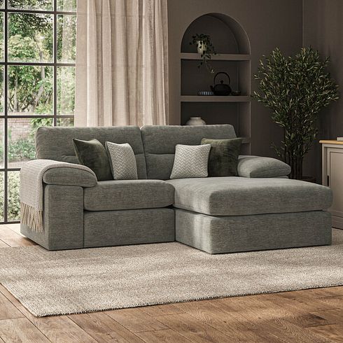 Morgan Modular 2 Seater Right Hand Compact Chaise Sofa in Olive Green Fabric - Group 13