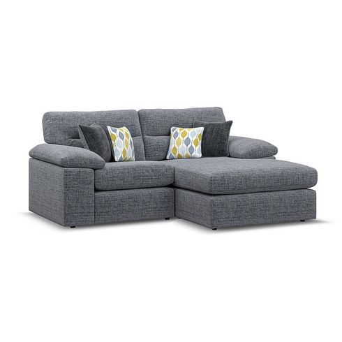 Morgan Modular 2 Seater Right Hand Compact Chaise Sofa in Santos Grey with Green and Grey Scatters - Group 13