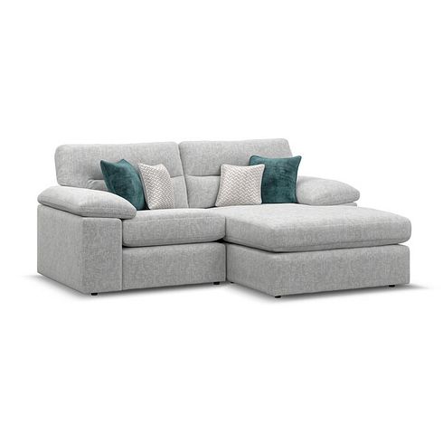 Morgan Modular 2 Seater Right Hand Compact Chaise Sofa in Cupid Silver fabric - Group 13