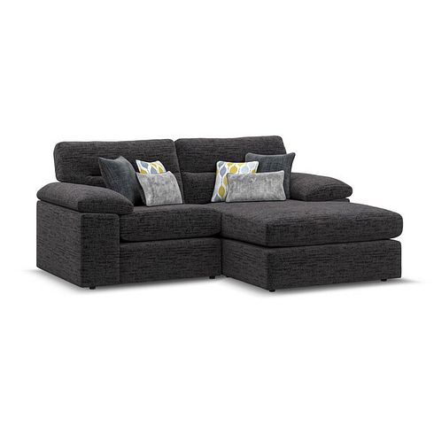Morgan Modular 2 Seater Right Hand Compact Chaise Sofa in Santos Black with Green and Grey Scatters - Group 13