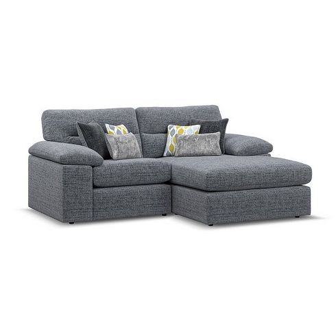 Morgan Modular 2 Seater Right Hand Compact Chaise Sofa in Santos Grey with Green and Grey Scatters - Group 13