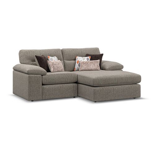 Morgan Modular 2 Seater Right Hand Compact  Chaise Sofa in Santos Taupe with Orange and Beige Scatters - Group 13