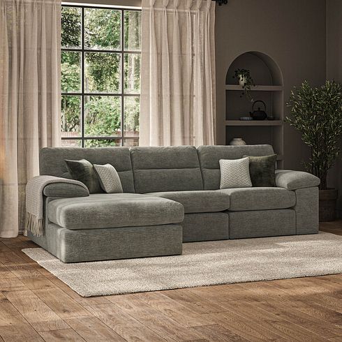 Morgan Modular 3 Seater Left Hand Chaise Sofa in Olive Green Fabric - Group 14