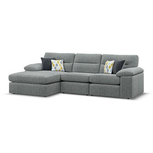Morgan Modular 3 Seater Left Hand Chaise Sofa in Santos Steel with Green and Grey Scatters - Group 14