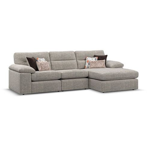 Morgan Modular 3 Seater Right Hand Chaise Sofa in Santos Mink with Orange and Beige Scatters - Group 15