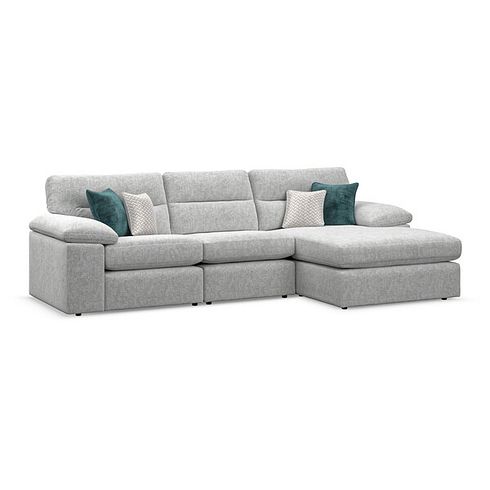 Morgan Modular 3 Seater Right Hand Chaise Sofa in Cupid Silver fabric - Group 15