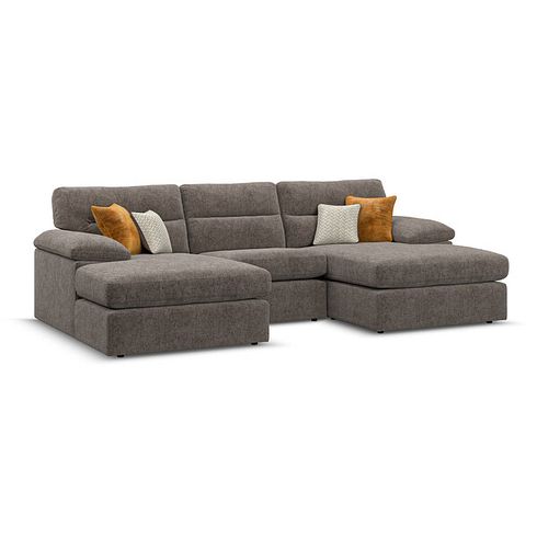 Morgan Modular 3 Seater U-Shape Chaise Sofa in Cupid Brown fabric - Group 16