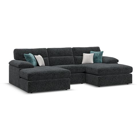 Morgan Modular 3 Seater U-Shape Chaise Sofa in Cupid Charcoal fabric - Group 16