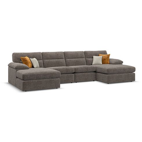 Morgan Modular 4 Seater U-Shape Chaise Sofa in Cupid Brown fabric - Group 17