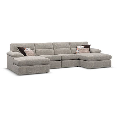 Morgan Modular 4 Seater U-Shape Chaise Sofa in Santos Mink with Orange and Beige Scatters - Group 17