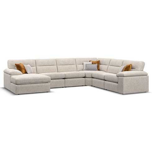 Morgan  Modular 6 Seater Left Hand Corner Sofa with Chaise in Cupid Beige fabric - Group 18