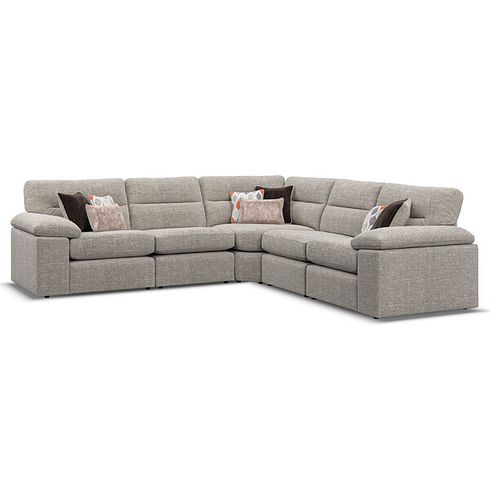 Morgan Modular Group 3 in Santos Mink with Orange and Beige Scatters 