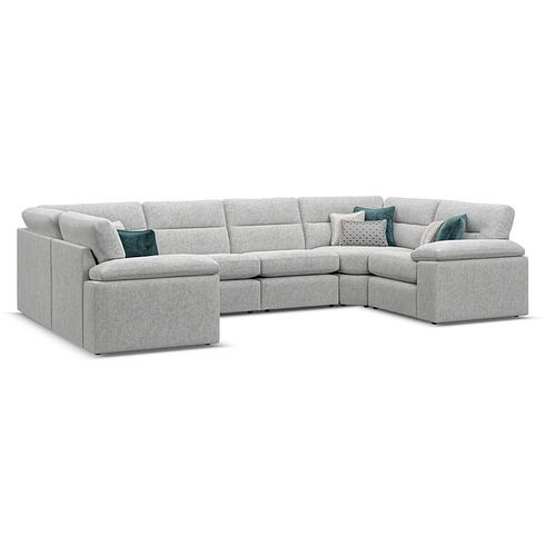 Morgan Small U-Shape Modular Corner Sofa in Cupid Silver fabric - Group 10