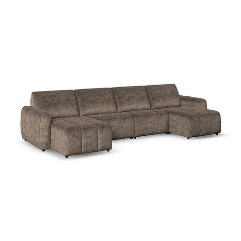 Nap Modular 4 Seater U-Shape Chaise Sofa in Dapple Chocolate Fabric  - Group 17