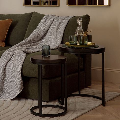Detroit Solid Hardwood and Metal Nesting Side Tables