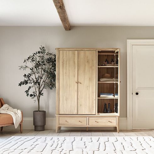 Newton Light Natural Solid Oak Triple Wardrobe