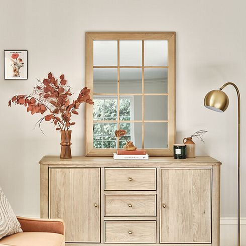 Newton Light Natural Solid Oak Wall Mirror