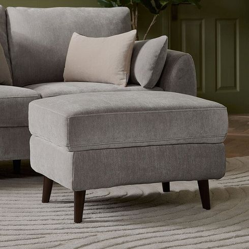 Nova Footstool in Canna Grey Fabric