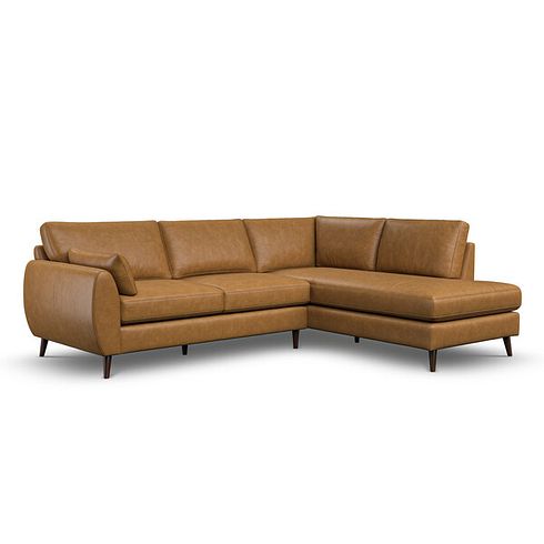 Nova Left Hand Corner Chaise Sofa in Brown Leather