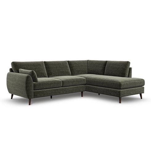 Nova Left Hand Corner Chaise Sofa in Canna Dark Green Fabric