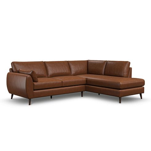 Nova Left Hand Corner Chaise Sofa in Chestnut Brown leather