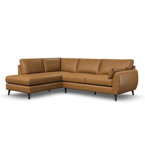 Nova Right Hand Corner Chaise Sofa in Brown Leather