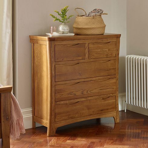 Orrick Rustic Solid Oak 3+2 Drawer Chest