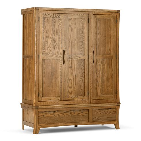 Orrick Rustic Solid Oak Triple Wardrobe