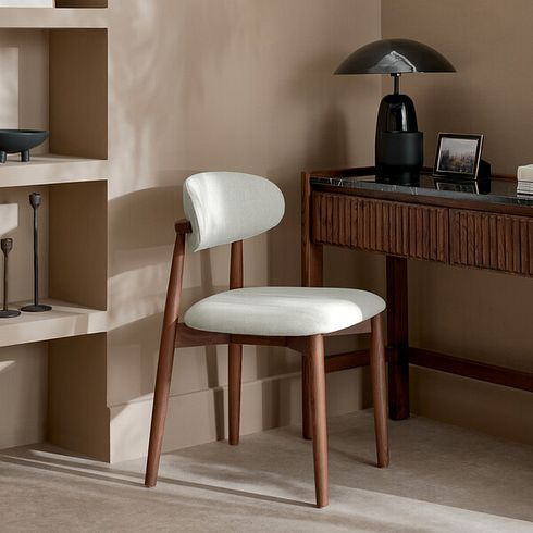 Otis Chair Cool Grey with Walnut Stained Beech Legs 