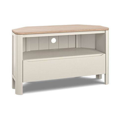 Otto Smoked Oak Finish and Cashmere Painted Corner TV Unit