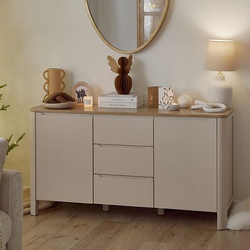 Otto Smoked Oak Finish and Cashmere Painted Large Sideboard