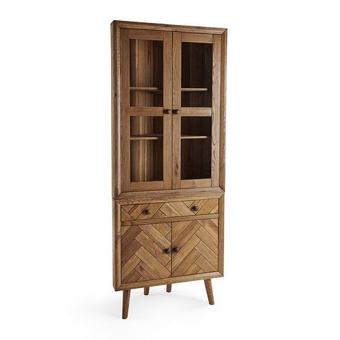 Parquet Brushed and Glazed Oak Corner Dresser