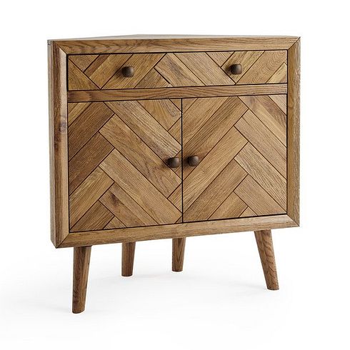 Parquet Brushed and Glazed Oak Corner Sideboard
